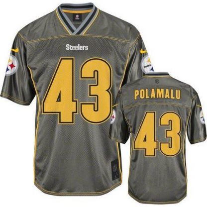 Nike Pittsburgh Steelers #43 Troy Polamalu Grey Youth Stitched NFL Elite Vapor Jersey
