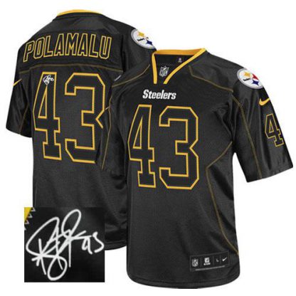 Nike Pittsburgh Steelers #43 Troy Polamalu Lights Out Black Men's Stitched NFL Elite Autographed Jersey