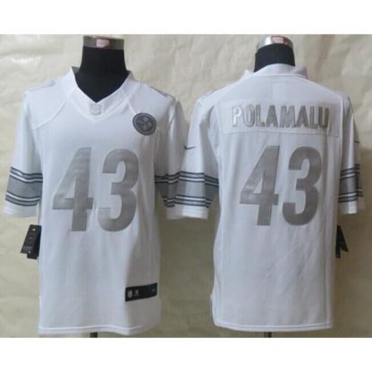 Nike Pittsburgh Steelers #43 Troy Polamalu White Men's Stitched NFL Limited Platinum Jersey