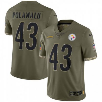 Pittsburgh Pittsburgh Steelers #43 Troy Polamalu Nike Men's 2022 Salute To Service Limited Jersey - Olive
