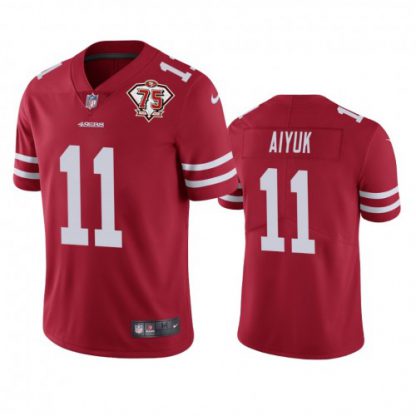 Nike San Francisco 49ers #11 Brandon Aiyuk Red Youth 75th Anniversary Stitched NFL Vapor Untouchable Limited Jersey