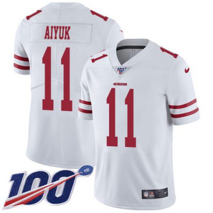 Nike San Francisco 49ers #11 Brandon Aiyuk White Men's Stitched NFL 100th Season Vapor Untouchable Limited Jersey