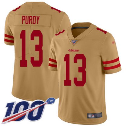 San Francisco San Francisco 49ers #13 Brock Purdy Gold Youth Stitched NFL Limited Inverted Legend 100th Season Jersey