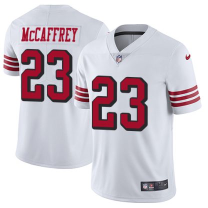 Nike San Francisco 49ers #23 Christian McCaffrey White Rush Youth Stitched NFL Vapor Untouchable Limited Jersey