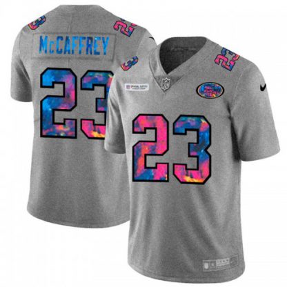 San Francisco San Francisco 49ers #23 Christian McCaffrey Men's Nike Multi-Color 2020 NFL Crucial Catch NFL Jersey Greyheather