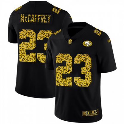 San Francisco San Francisco 49ers #23 Christian McCaffrey Men's Nike Leopard Print Fashion Vapor Limited NFL Jersey Black