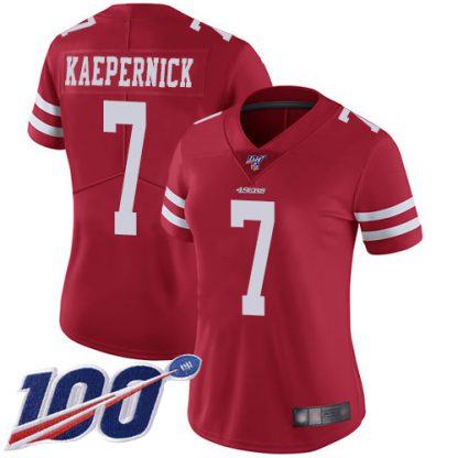 Nike San Francisco 49ers #7 Colin Kaepernick Red Team Color Women's Stitched NFL 100th Season Vapor Limited Jersey