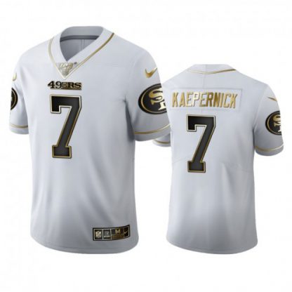 San Francisco San Francisco 49ers #7 Colin Kaepernick Men's Nike White Golden Edition Vapor Limited NFL 100 Jersey