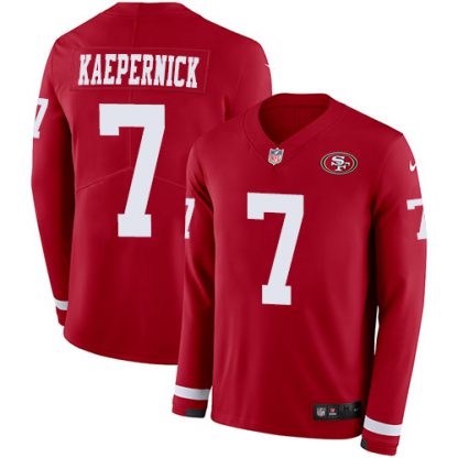 Nike San Francisco 49ers #7 Colin Kaepernick Red Team Color Men's Stitched NFL Limited Therma Long Sleeve Jersey