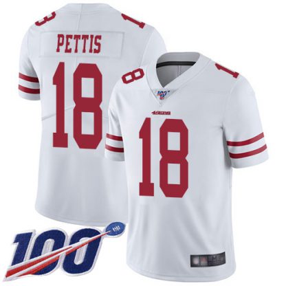 Nike San Francisco 49ers #18 Dante Pettis White Men's Stitched NFL 100th Season Vapor Limited Jersey