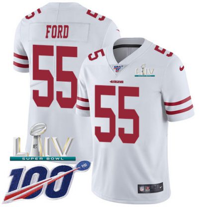 Nike San Francisco 49ers #55 Dee Ford White Super Bowl LIV 2020 Men's Stitched NFL 100th Season Vapor Limited Jersey