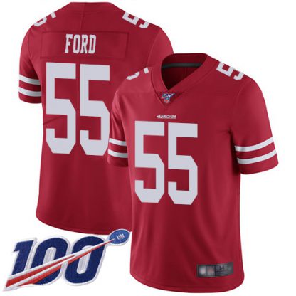 Nike San Francisco 49ers #55 Dee Ford Red Team Color Men's Stitched NFL 100th Season Vapor Limited Jersey