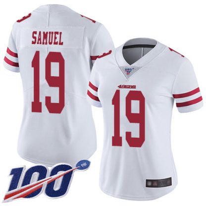 Nike San Francisco 49ers #19 Deebo Samuel White Women's Stitched NFL 100th Season Vapor Limited Jersey