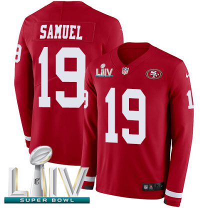 Nike San Francisco 49ers #19 Deebo Samuel Red Super Bowl LIV 2020 Team Color Youth Stitched NFL Limited Therma Long Sleeve Jersey