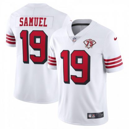 Nike San Francisco 49ers #19 Deebo Samuel White Rush Youth 75th Anniversary Stitched NFL Vapor Untouchable Limited Jersey