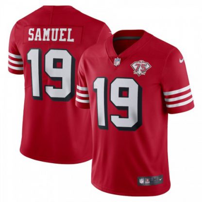 Nike San Francisco 49ers #19 Deebo Samuel Red Rush Men's 75th Anniversary Stitched NFL Vapor Untouchable Limited Jersey