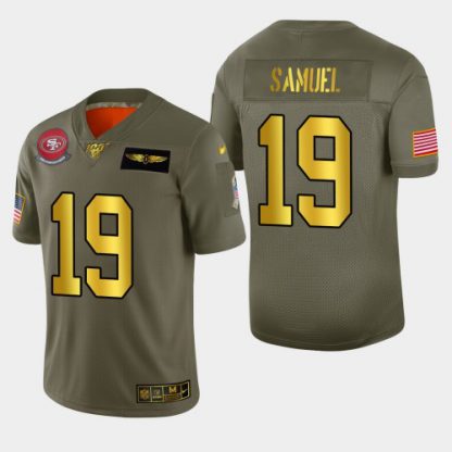 Nike San Francisco 49ers #19 Deebo Samuel Men's Olive Gold 2019 Salute to Service NFL 100 Limited Jersey