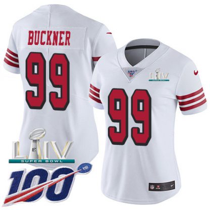 Nike San Francisco 49ers #99 DeForest Buckner White Super Bowl LIV 2020 Rush Women's Stitched NFL Limited 100th Season Jersey