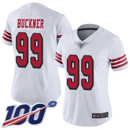 Nike San Francisco 49ers #99 DeForest Buckner White Rush Women's Stitched NFL Limited 100th Season Jersey