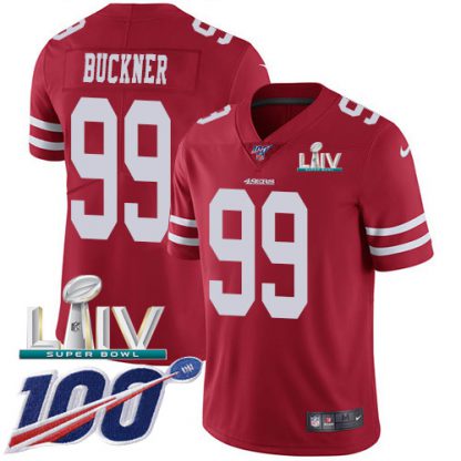 Nike San Francisco 49ers #99 DeForest Buckner Red Super Bowl LIV 2020 Team Color Youth Stitched NFL 100th Season Vapor Limited Jersey