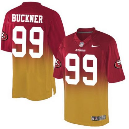 Nike San Francisco 49ers #99 DeForest Buckner Red/Gold Men's Stitched NFL Elite Fadeaway Fashion Jersey