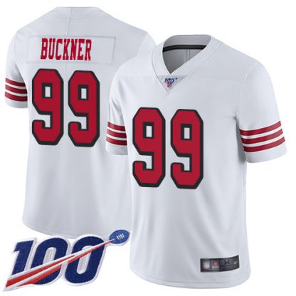 Nike San Francisco 49ers #99 DeForest Buckner White Rush Men's Stitched NFL Limited 100th Season Jersey