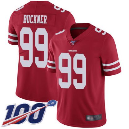 Nike San Francisco 49ers #99 DeForest Buckner Red Team Color Men's Stitched NFL 100th Season Vapor Limited Jersey