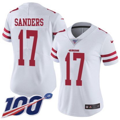 Nike San Francisco 49ers #17 Emmanuel Sanders White Women's Stitched NFL 100th Season Vapor Limited Jersey