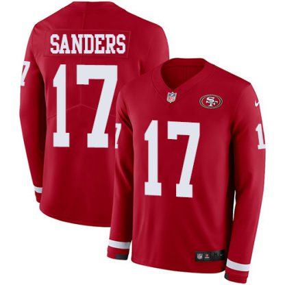 Nike San Francisco 49ers #17 Emmanuel Sanders Red Team Color Youth Stitched NFL Limited Therma Long Sleeve Jersey