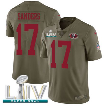 Nike San Francisco 49ers #17 Emmanuel Sanders Olive Super Bowl LIV 2020 Youth Stitched NFL Limited 2017 Salute To Service Jersey