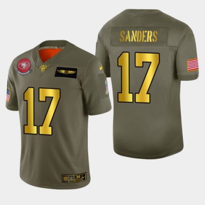 Nike San Francisco 49ers #17 Emmanuel Sanders Men's Olive Gold 2019 Salute to Service NFL 100 Limited Jersey