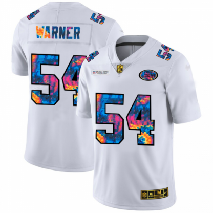 San Francisco San Francisco 49ers #54 Fred Warner Men's White Nike Multi-Color 2020 NFL Crucial Catch Limited NFL Jersey