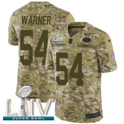 Nike San Francisco 49ers #54 Fred Warner Camo Super Bowl LIV 2020 Men's Stitched NFL Limited 2018 Salute To Service Jersey