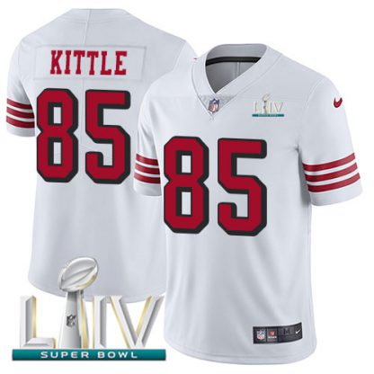 Nike San Francisco 49ers #85 George Kittle White Super Bowl LIV 2020 Rush Youth Stitched NFL Vapor Untouchable Limited Jersey