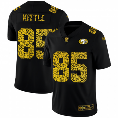 San Francisco San Francisco 49ers #85 George Kittle Men's Nike Leopard Print Fashion Vapor Limited NFL Jersey Black