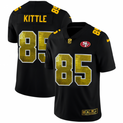 San Francisco San Francisco 49ers #85 George Kittle Men's Black Nike Golden Sequin Vapor Limited NFL Jersey