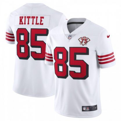 Nike San Francisco 49ers #85 George Kittle White Rush Men's 75th Anniversary Stitched NFL Vapor Untouchable Limited Jersey