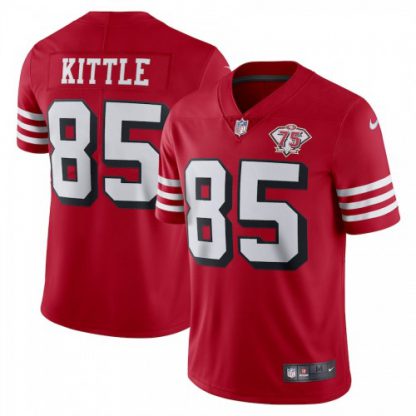 Nike San Francisco 49ers #85 George Kittle Red Rush Men's 75th Anniversary Stitched NFL Vapor Untouchable Limited Jersey