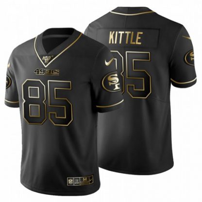 San Francisco San Francisco 49ers #85 George Kittle Men's Nike Black Golden Limited NFL 100 Jersey