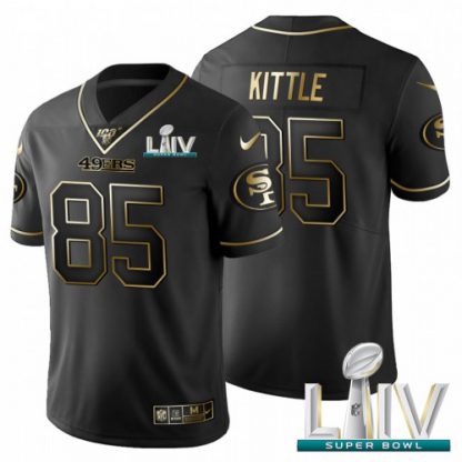 San Francisco San Francisco 49ers #85 George Kittle Men's Nike Black Golden Super Bowl LIV 2020 Limited NFL 100 Jersey