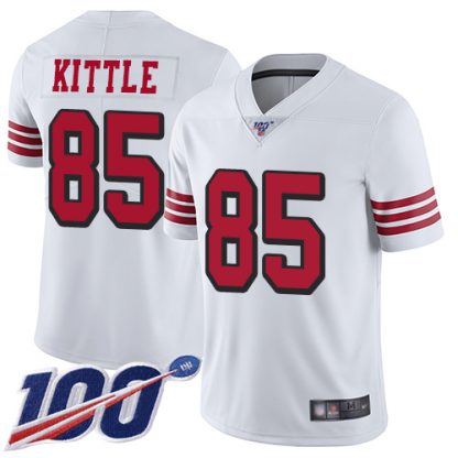 Nike San Francisco 49ers #85 George Kittle White Rush Men's Stitched NFL Limited 100th Season Jersey
