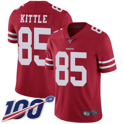 Nike San Francisco 49ers #85 George Kittle Red Team Color Men's Stitched NFL 100th Season Vapor Limited Jersey