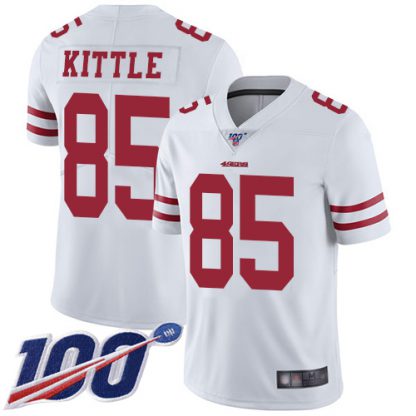 Nike San Francisco 49ers #85 George Kittle White Men's Stitched NFL 100th Season Vapor Limited Jersey