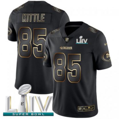 Nike San Francisco 49ers #85 George Kittle Black/Gold Super Bowl LIV 2020 Men's Stitched NFL Vapor Untouchable Limited Jersey