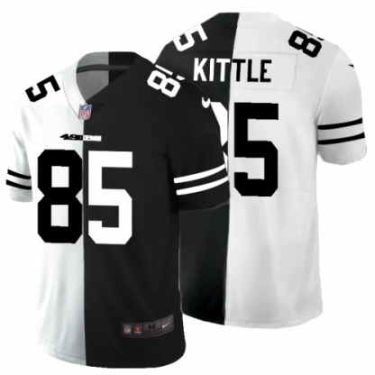 San Francisco San Francisco 49ers #85 George Kittle Men's Black V White Peace Split Nike Vapor Untouchable Limited NFL Jersey