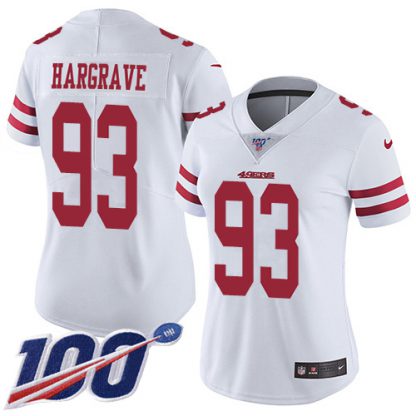 Nike San Francisco 49ers #93 Javon Hargrave White Women's Stitched NFL 100th Season Vapor Limited Jersey