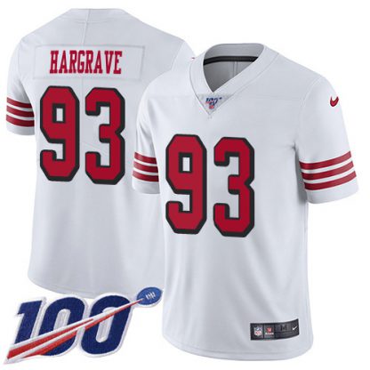 Nike San Francisco 49ers #93 Javon Hargrave White Rush Youth Stitched NFL Limited 100th Season Jersey