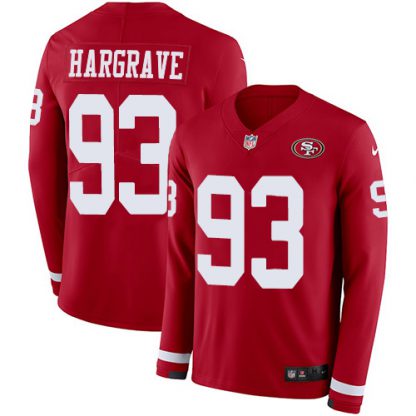 Nike San Francisco 49ers #93 Javon Hargrave Red Team Color Youth Stitched NFL Limited Therma Long Sleeve Jersey