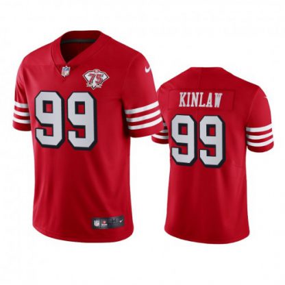 Nike San Francisco 49ers #99 Javon Kinlaw Red Rush Youth 75th Anniversary Stitched NFL Vapor Untouchable Limited Jersey