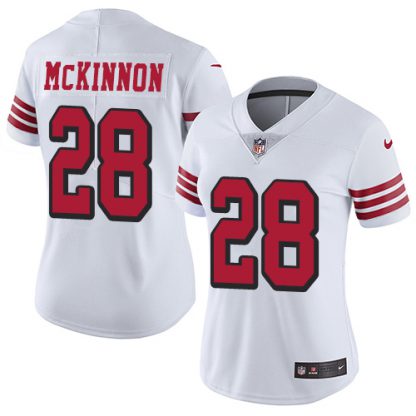 Nike San Francisco 49ers #28 Jerick McKinnon White Rush Women's Stitched NFL Vapor Untouchable Limited Jersey
